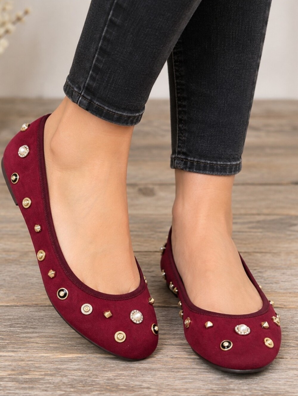 Nine West Morton Y2K Romantic Balletcore Studded Comfort Ballet Flats 7.5M